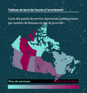 Carte des points de service répertoriés publiquement par nombre de femmes en âge de procréer.