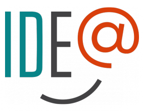 Logo d'IDE@. Une ligne courbée en dessous ajoute un sourire à l'acronyme.