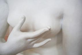 Photographie de la poitrine d'une statue.