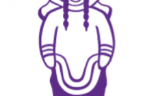 Logo de Pauktuutit. Illustration violet d'une femme Inuite.