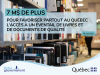 Sur une photographiq de rayonnage de biblothèque : 7 M$ de plus pour favoriser partout au Québec l'accès à un éventail de livres et de documents de qualité.