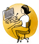 Femme à l'ordinateur (illustration)