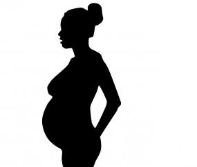 Illustration d'une femme enceinte, de profil.