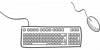 Illustration en noir et blanc d'un clavier et une souris d'ordinateur.