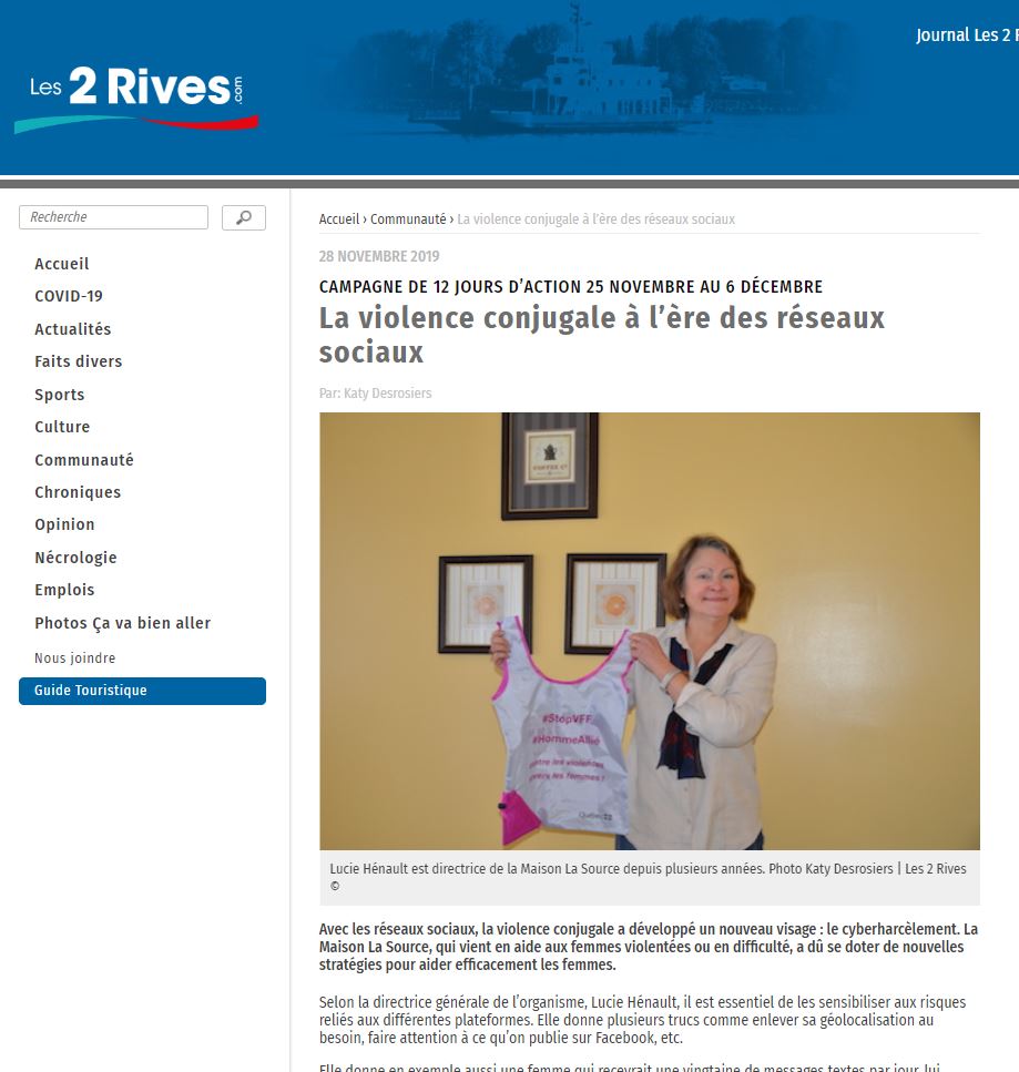 Page de l'article sur le site Les 2 rives